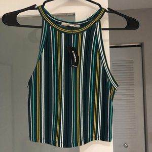 Striped high neck crop top